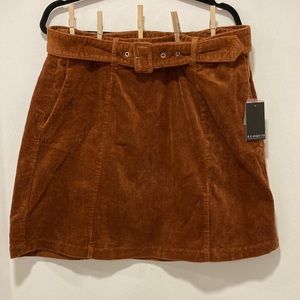 ELOQUII Brown Corduroy Belted Mini Skirt in Size 14